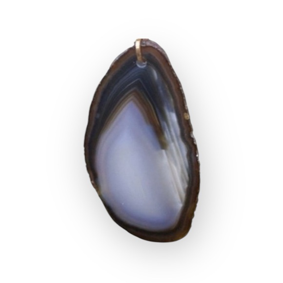 new Robert Rose ✲ Polished Organic Agate Slice Necklace ✲ Rose Gold Link Chain - Picture 6 of 16